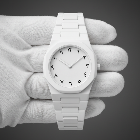✨ Arabic Aura – White Luxury Watch