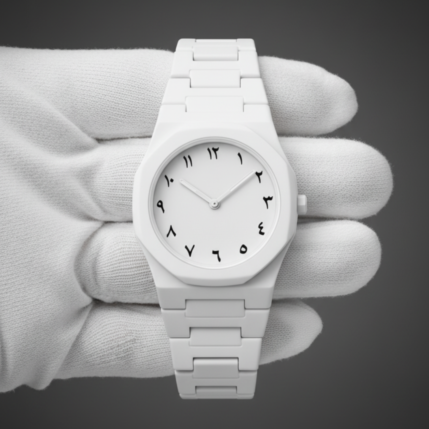 ✨ Arabic Aura – White Luxury Watch