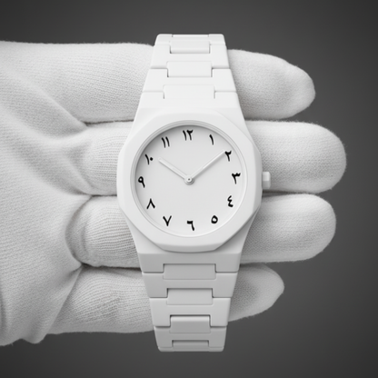 ✨ Arabic Aura – White Luxury Watch